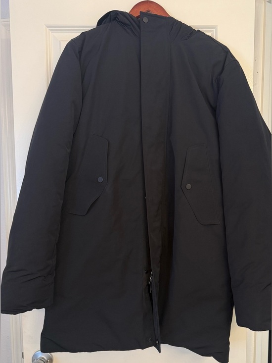 Everlane Jackets & Blazers - Everlane ReNew Long Puffer Jacket Black Hooded Winter Coat Size Large Outdoor